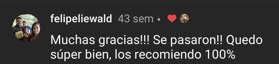 Testimonio de cliente en Instagram