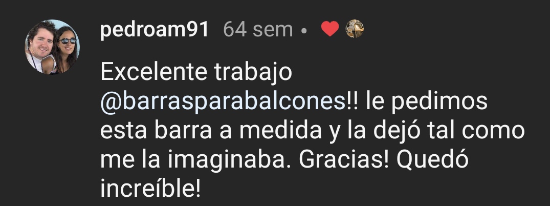 Testimonio de cliente en Instagram
