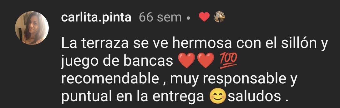 Testimonio de cliente en Instagram