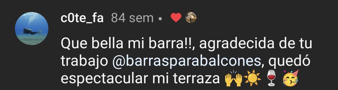 Testimonio de cliente en Instagram