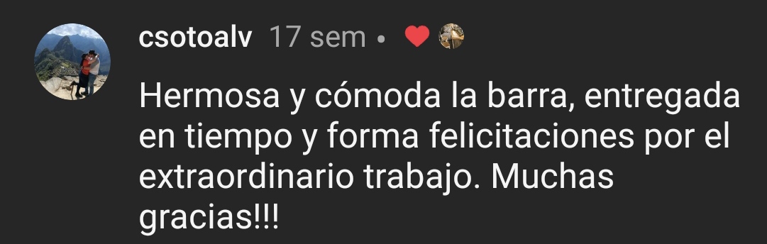 Testimonio de cliente en Instagram