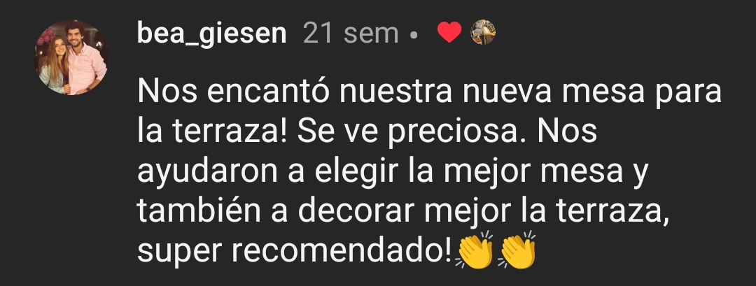 Testimonio de cliente en Instagram