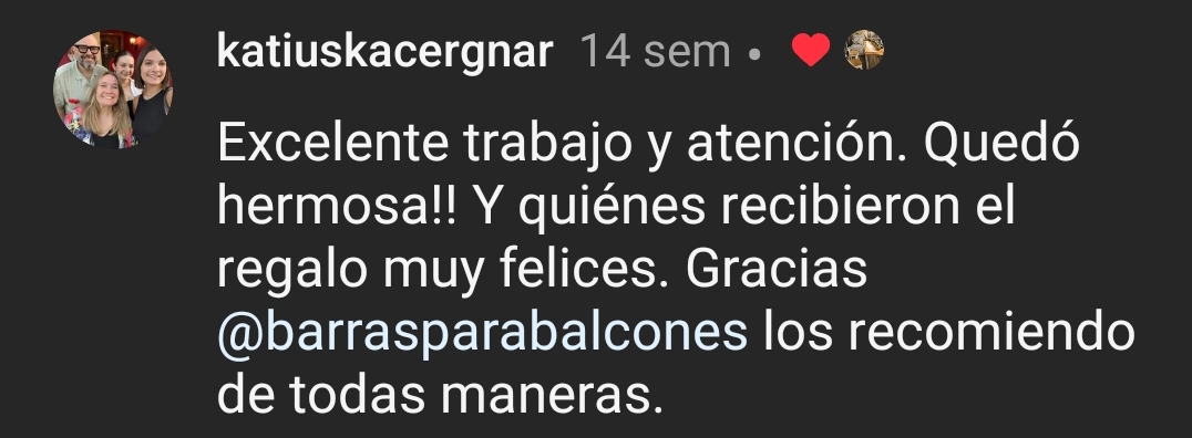 Testimonio de cliente en Instagram